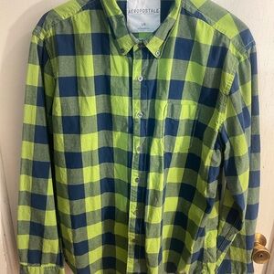 Aéropostale Men's Size Large Long Sleeve Checkered Collared Button Down Shirt